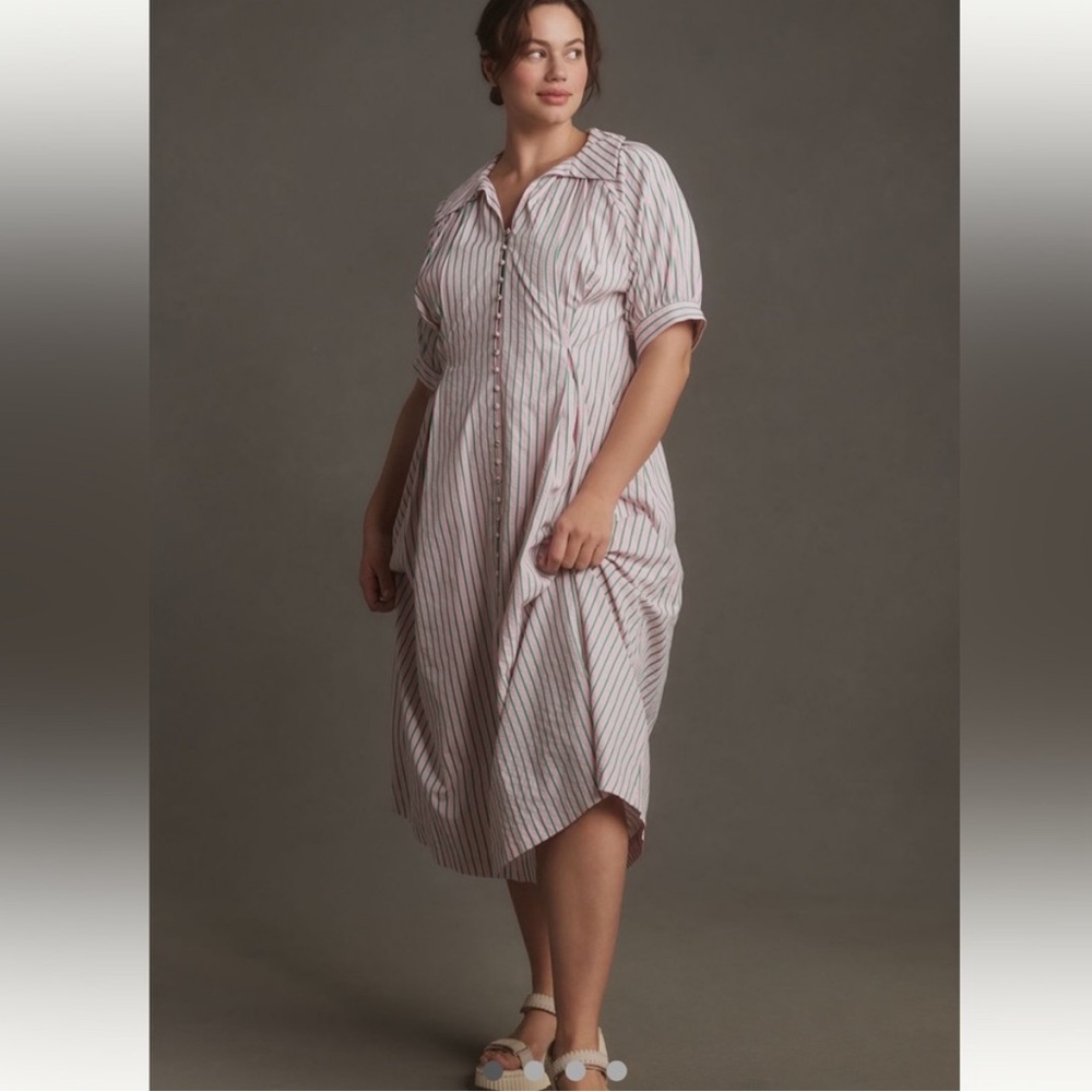 Anthropologie/ English Factory Plus Midi Stripe Shirt Dress Size 2X - Picture 12 of 15